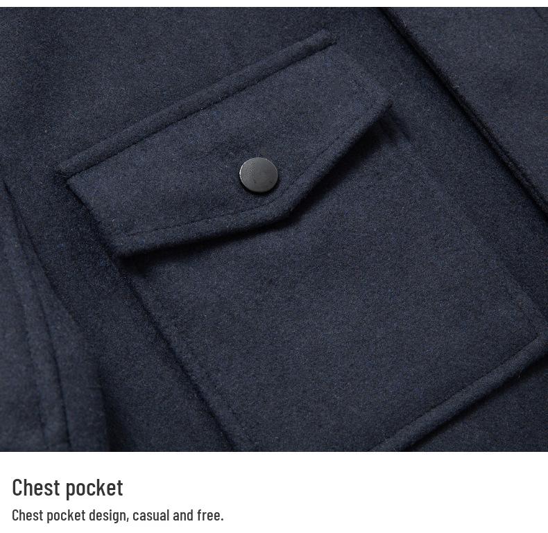Men's Double-Layer Collar Wool Coat - Autumn/Winter European Size Business Outerwear