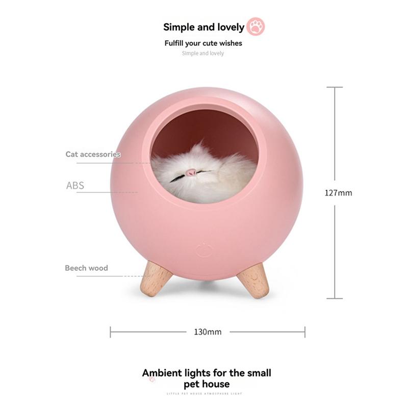 M-Modern-Night Light Touch Atmosphere Lights Cute Little Pet USB Charging Kitten Bed Cat House