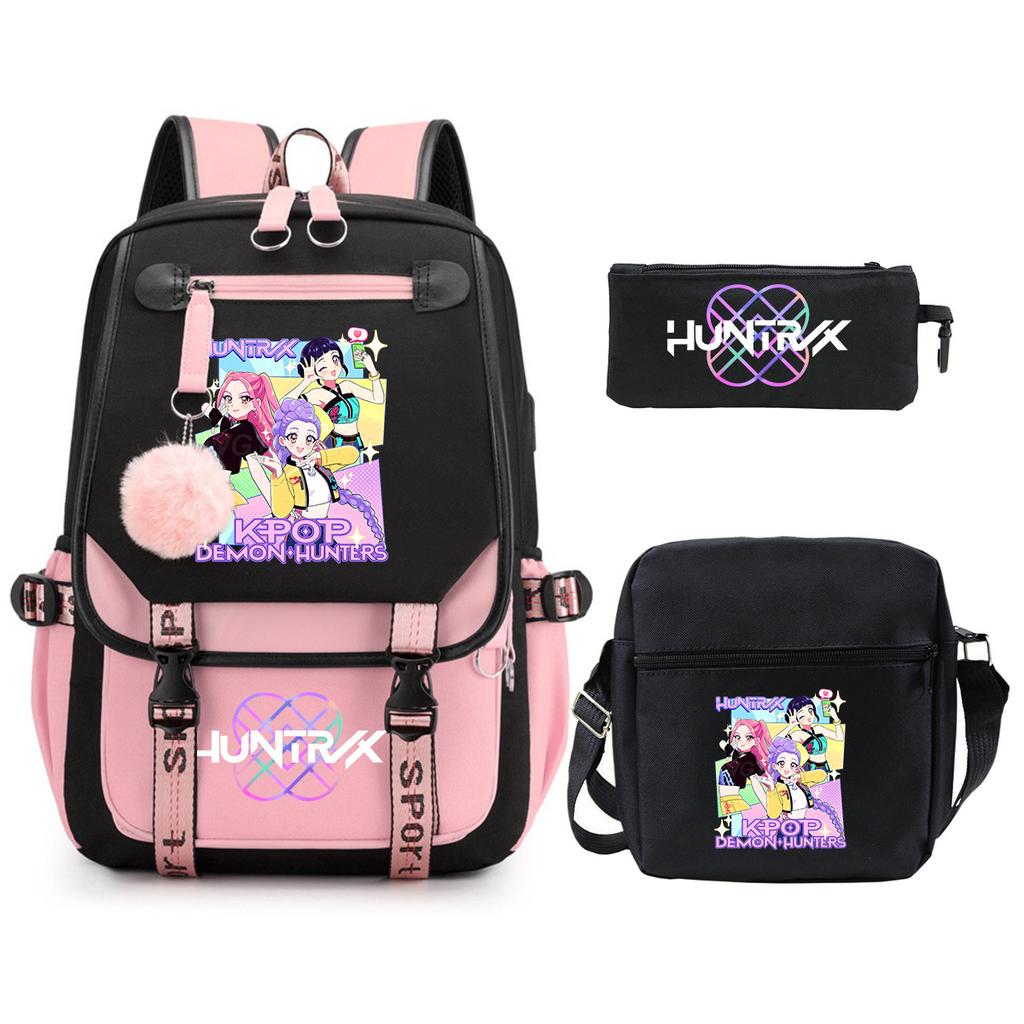 KPop Demon Hunters Korean version of student school bag children's backpack pencil bag set