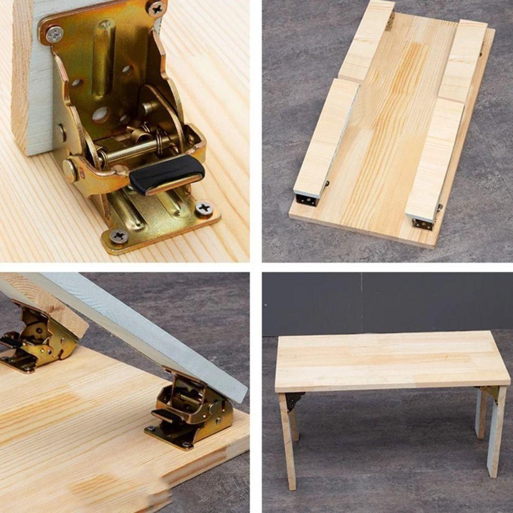 Steel Construction Self-Locking Hinge 90 Degree Folding Furniture Brackets Bed Leg Support