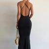 Frauen heiße Sommerferien ärmellose lange Kleider Kleid elegantes sexy rückenfreies drapiertes Maxikleid