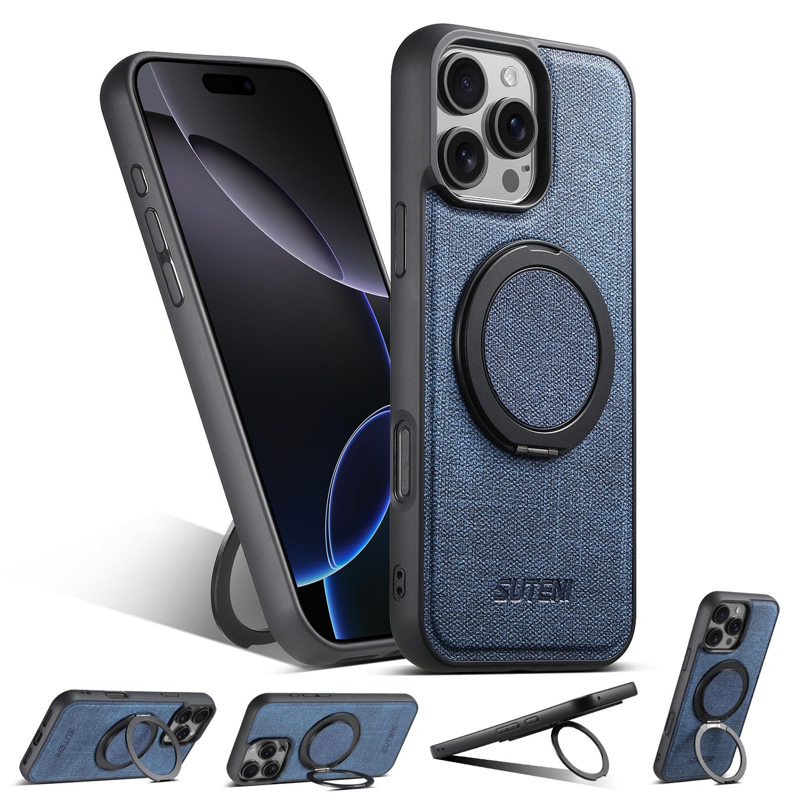 

For iPhone 13 14 15 16 Pro Max 17Pro Denim Case for Magsafe Magnetic Phone Back Cover Cases Bracket Protector iPhone 13 Pro синій
