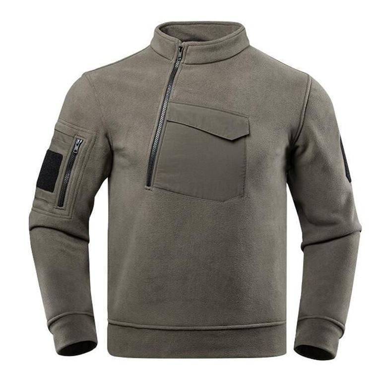 Pánský outdoorový pulovr z fleecu odolný proti chladu: Podzimní/Zimní Teplá Mikina na Zip