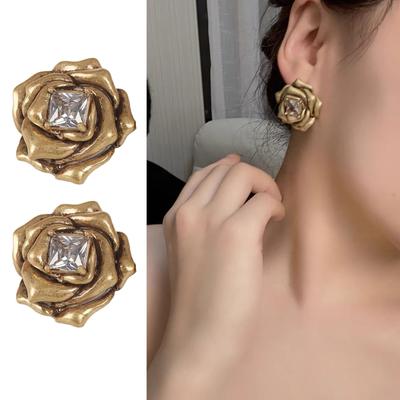Fashionable Gold Tone Camellia Flower Earrings Convenient for Ladies Portable for Daily and Evening Wear Stylish Outfits