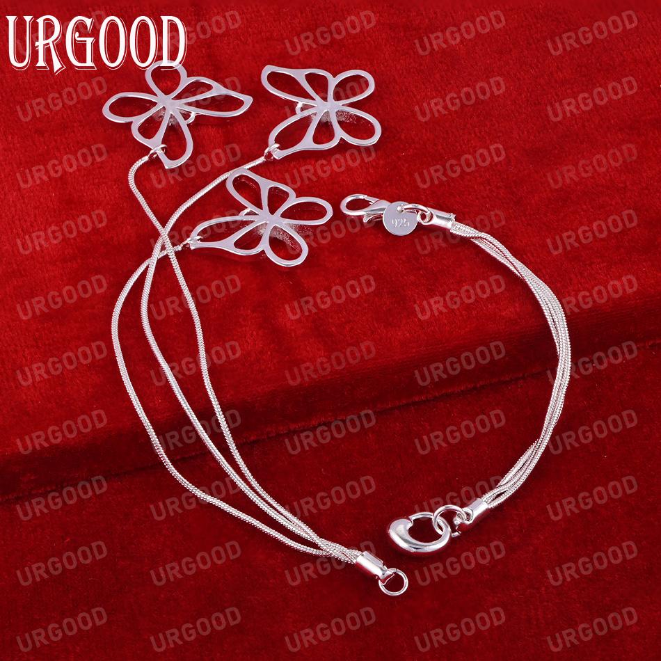 Cercei cu fluture din argint 925, colier, brățară, bijuterii de nuntă la modă