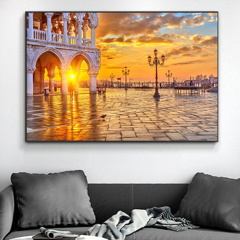 Famous Venice Italy Canvas Painting Wall Art Sunset Natural Scenery Pictures Posters and Prints Wall Art Living Room Decoration