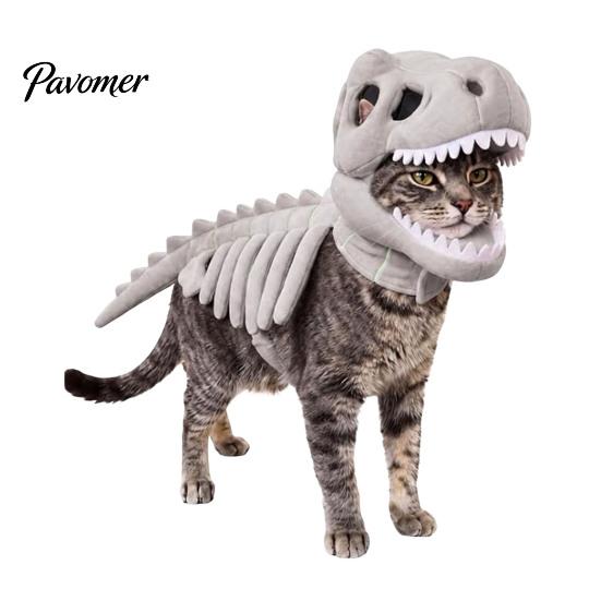Pet Photography Prop Dinosaur Skeleton Costume, Glow-in-The-Dark 3D Apparel, Halloween Holiday Party Dog Clothes Dino Outfit for Dogs Cats,