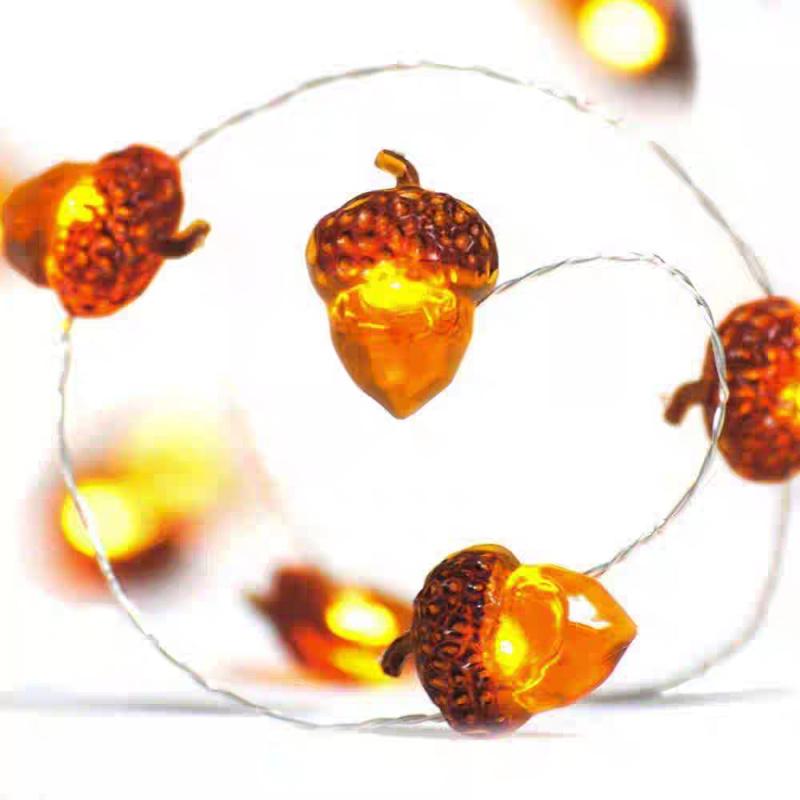 LED Pinecone Acorn String Lights, Hazelnut Ambiance String Lights, Night Lights for Indoor Rooms, Flashing Lights for Holiday Ha