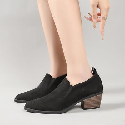Ανοιξιάτικα και Φθινοπωρινά Υποδήματα Μεγάλα Μεγέθη Άνετα Μυτερά Γυναικεία Παπούτσια με Τετράγωνη Μύτη και Χοντρά Ψηλά Τακούνια