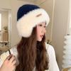 Autumn and Winter Big Head Circumference Knitted Wool Hat In Winter Warmth Thick Plush Hat Versatile Contrasting Ear Protection Cold Hat