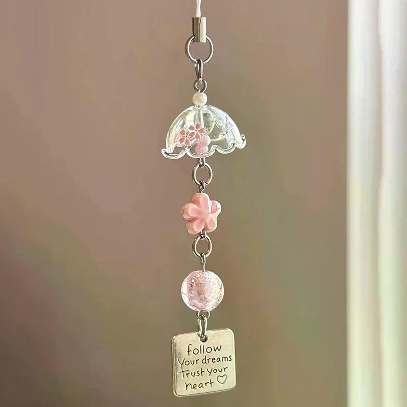 Transparent Keychain Cute Wind Chime Pendant Keyring Mobile Phone Lanyard Kawaii Bag Decorative Accessories Home Decorations