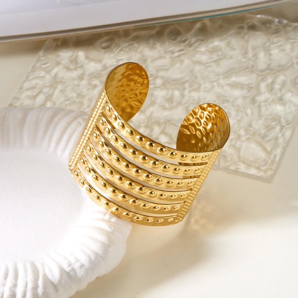 Bracciali Punk Massicci in Acciaio Inossidabile a Bracciale Largo per Donne Uomini Classici Geometrici Braccialetti Larghi Aperti Gioielli Estetici d'Amicizia