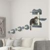 4 Piece Cat Shelf with Scratching Post, Wall-Mounted Cat Tree for Indoor Cat - Grey