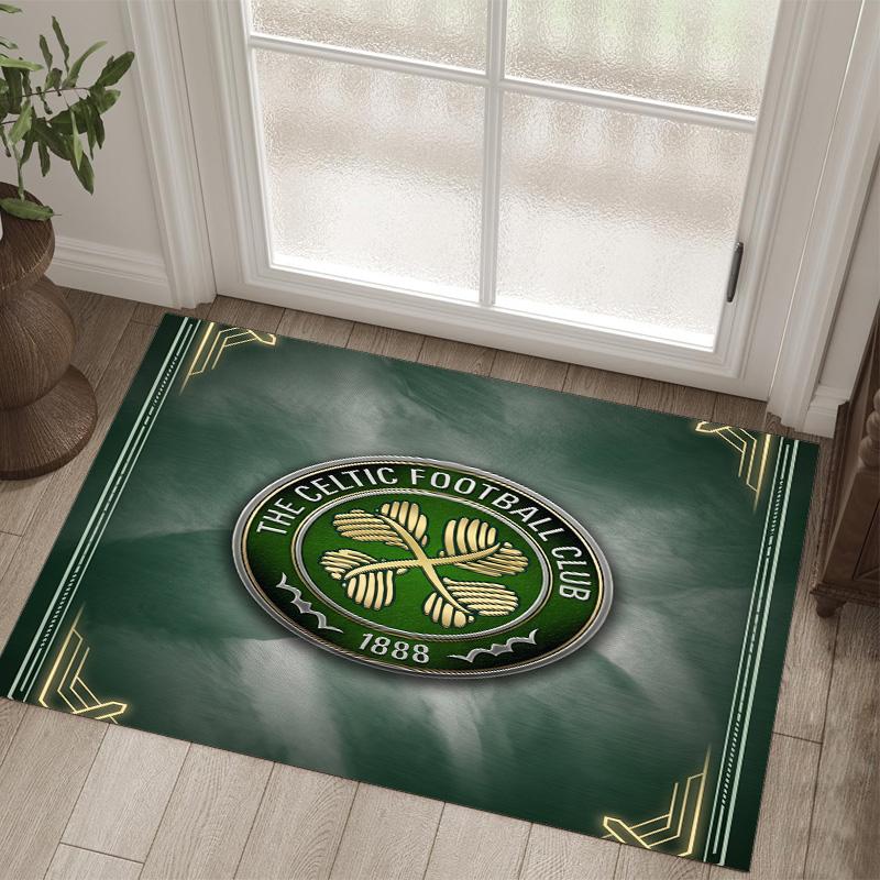 Celtic FC Design Kristall-Samt-Teppich Gemütlich Nicht?Rutschfester Teppich mit Aufdruck für Schlafzimmer Wohnzimmer Eingang