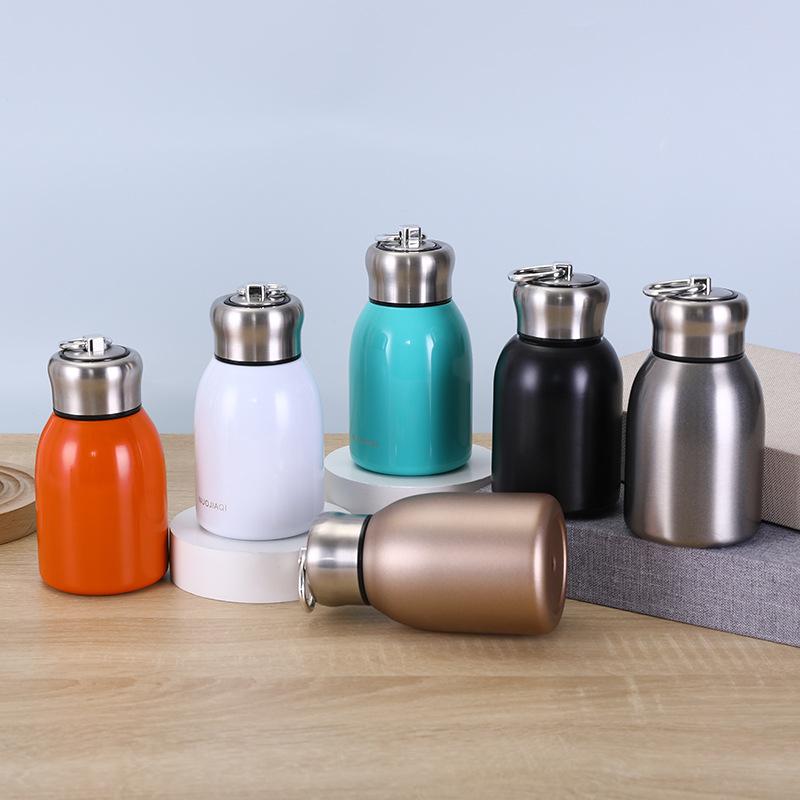 Baifenbai Home Furnishing Orange Mini 316 Stainless Steel Small Pangding Thermos Cup High Value With Carry Ring Portable Pocket Cup Outdoor Vacuum Water Cup