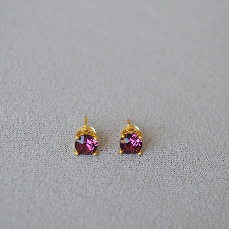 Stylish Colorful Crystal Rhinestone Stud Earrings Women Minimalist Chic Daily Wear