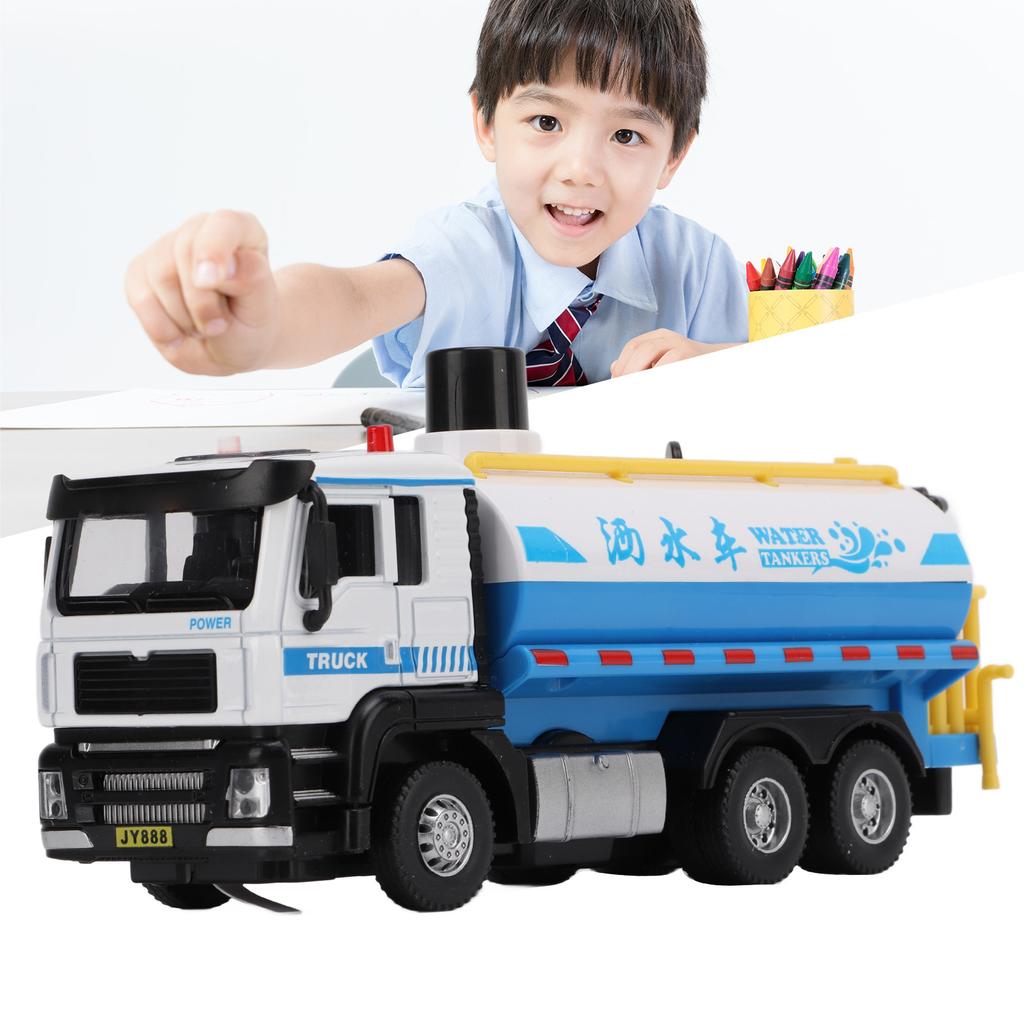 1/50 Water Tanker Model Alloy Pull Back Water Spray Sprinkler Truck Toy for Boys Girls Gifts
