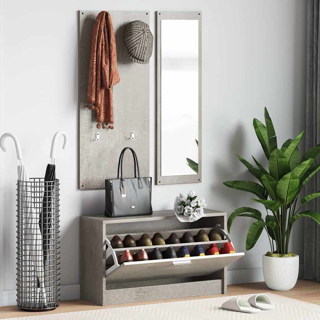 3 Piece Hall Furniture Set Concrete Grey Particleboard