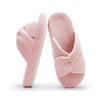 [Chantomoo] Women's Washable Slippers, Memory Foam, Corduroy Ribbon Crossband Slide Shoes, Comfortable, Trendy, Gift, Pink, Size 23.5~24.0cm