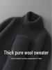 Men's High-Neck 100% Pure Wool Sweater: Thick Long-Sleeve Pullover for Autumn/Winter, Loose Fit Knitted Base Layer.