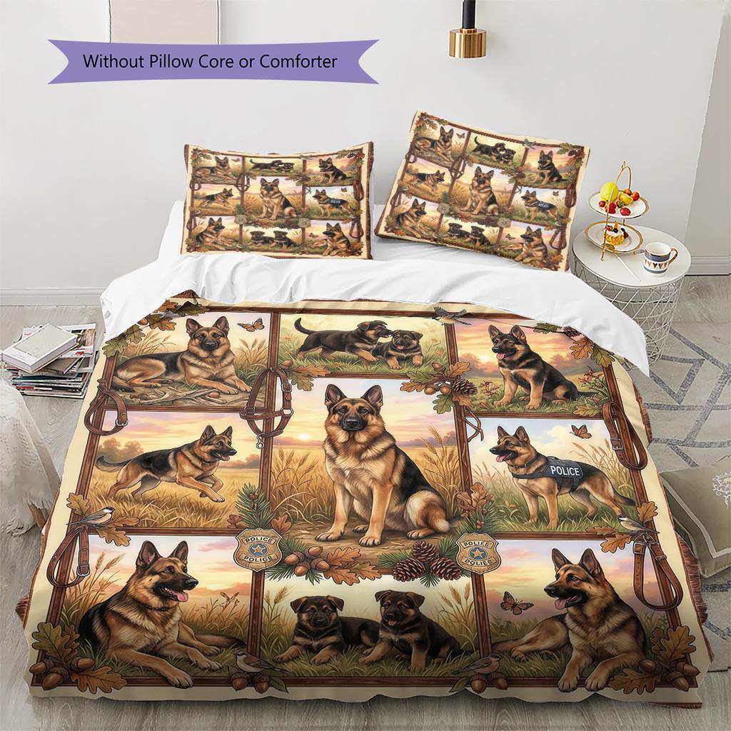 Biancheria da letto con motivo cucciolo e fiori carini, Set piumino Copripiumino Federa Regalo di compleanno per la casa (1 * copripiumino + 2 * federa, senza nucleo)