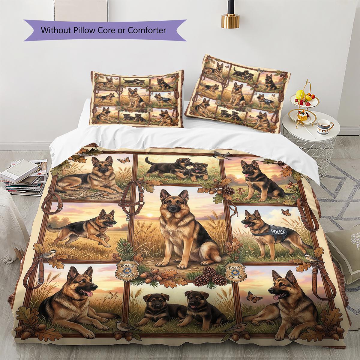 

Cute Flower Puppy Pattern Bedding,Quilt Set Quilt Cover Pillowcase Home Birthday Gift (1 * duvet cover + 2 * pillowcase, without core) 135x200cm