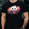 Men's T-Shirt Panda Drinks Coffee Motif Cotton Size S To 5XL