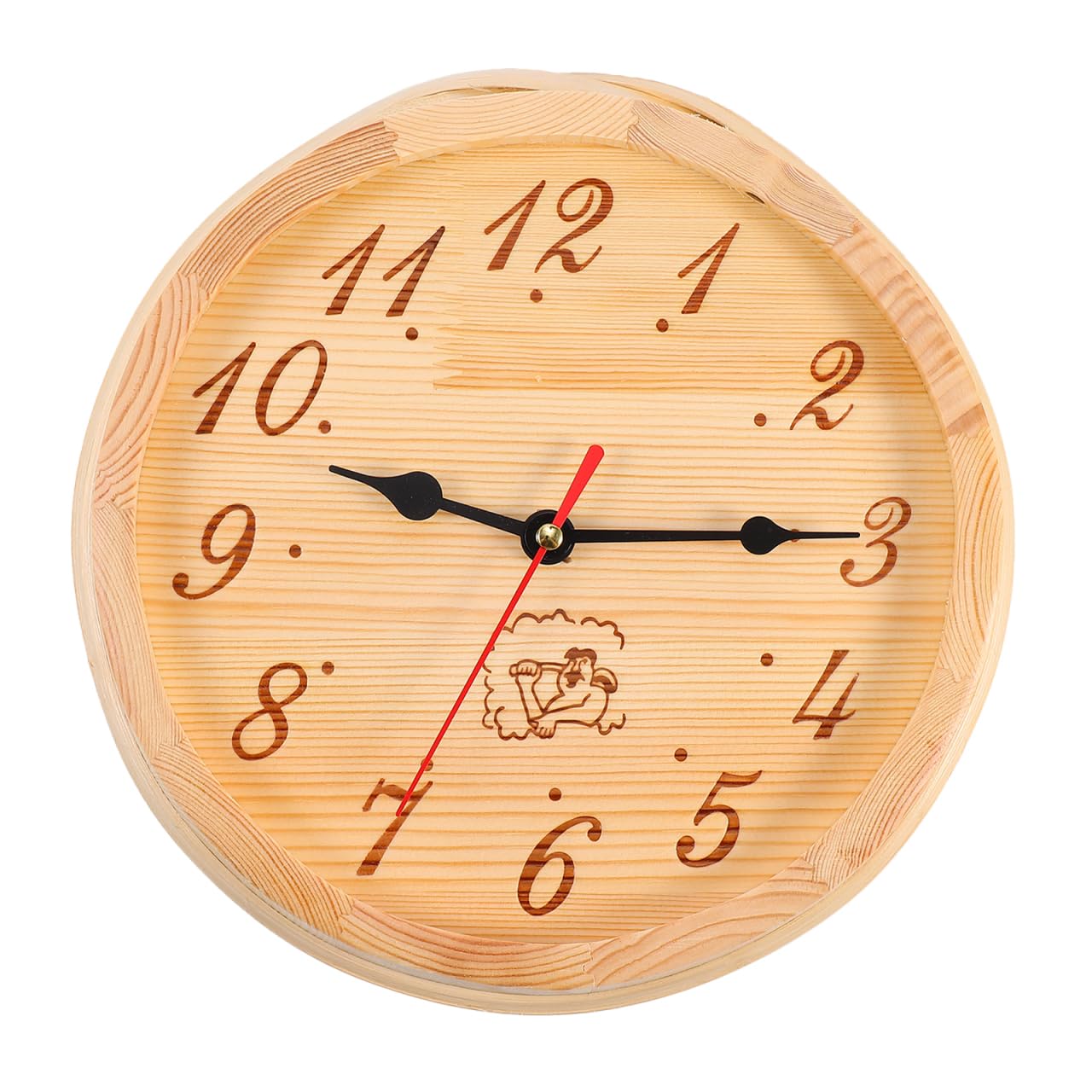 NUOLUX Sauna Clock Wall Round Wooden Wall-Mounted Moisture-Resistant Heat-Resistant Electronic Room Equipment Supplies Bathroom Yoga Bedroom Indoor