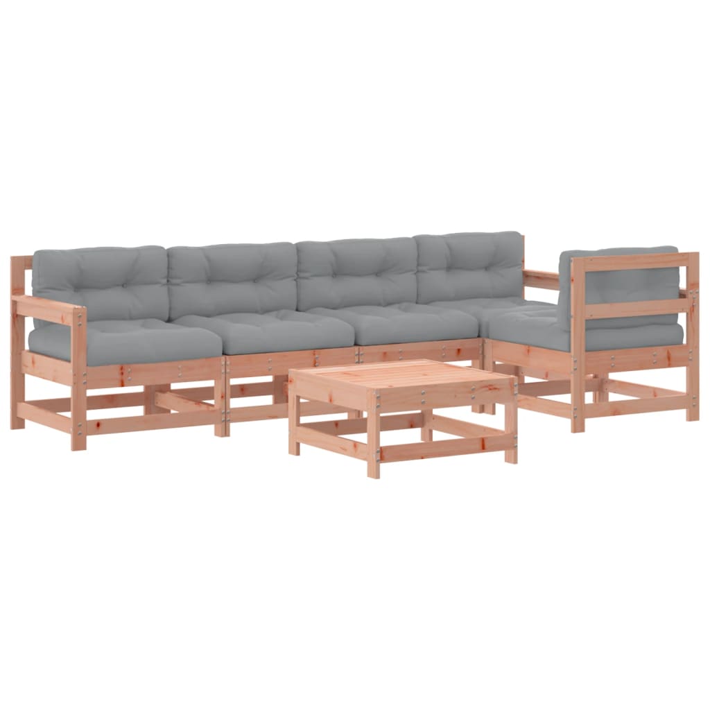 6 Piece Garden Lounge Set with Cushions Solid Douglas Fir Wood