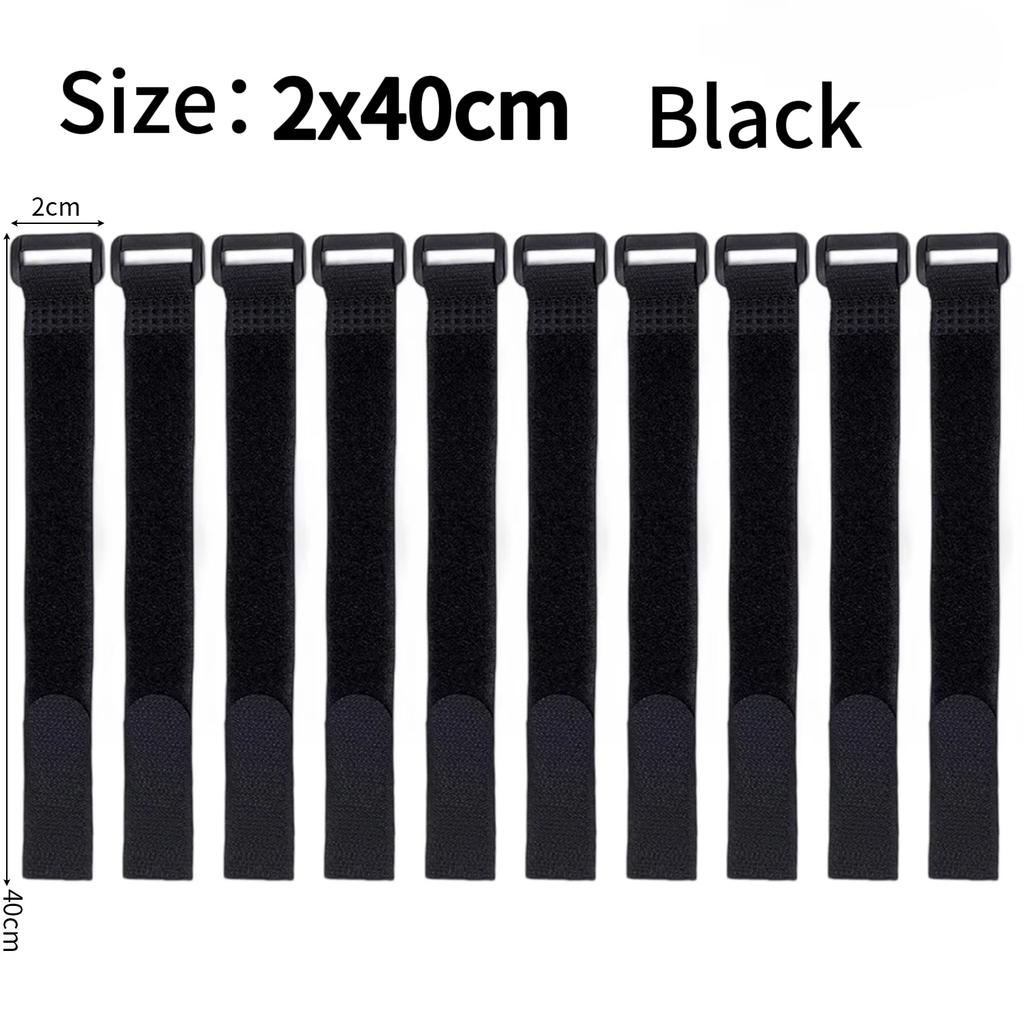 Reusable Black Nylon Hook and Loop Cinch Straps Adjustable Wire Fastener Cable Ties For Household Office Cord ArrangementStoragePinstriping Tape 3