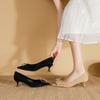 Leather women's shoes summer women's pointed single shoes 2025 spring women's French high heels women's thin heel pearl buckle shoes