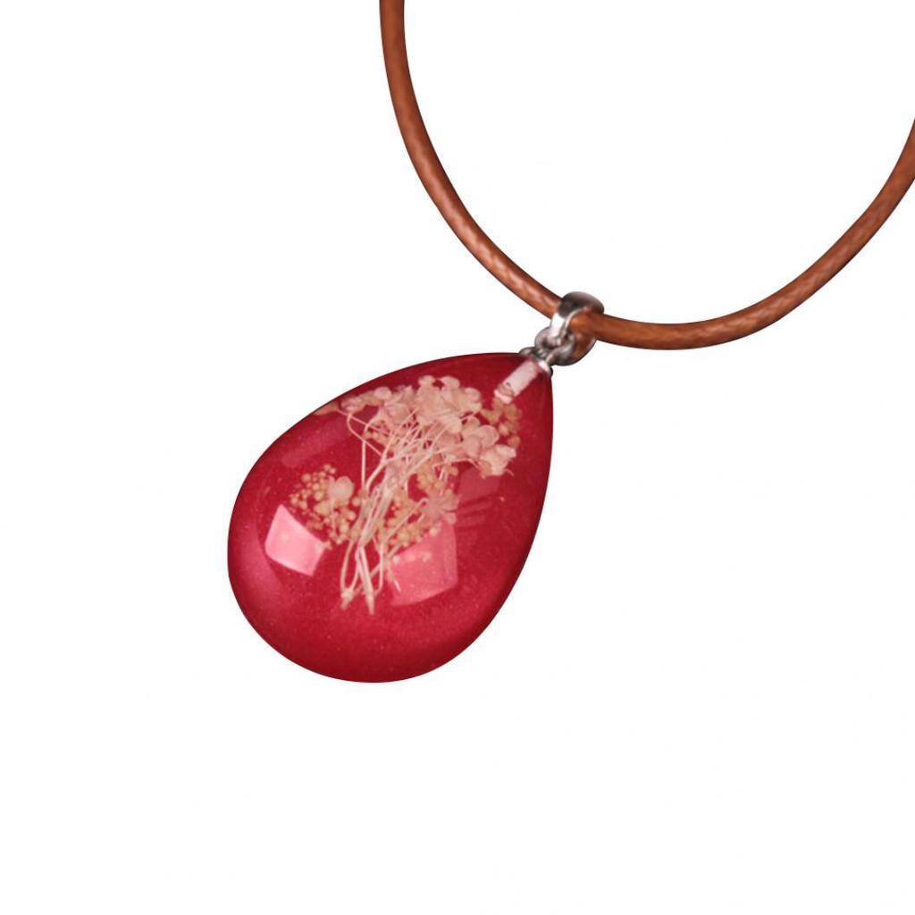 Cheap Glow in The Dark Dried Flower Teardrop Pendant Necklace Women