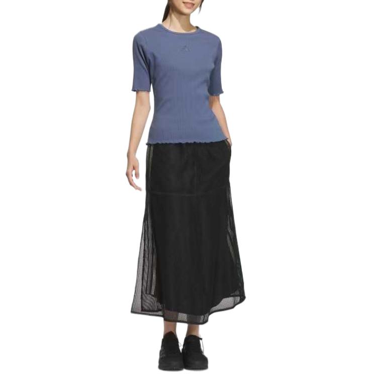 Adidas Luxflow Minimalist Brand Logo Soft Durable Woven Layered Casual Long Skirt Women Skirts Black JN9986