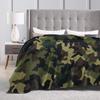Green And Brown Camo Plush Blanket Girls Boys Flannel Bedding Throws For Living Room Super Warm Custom Quality Bedspread