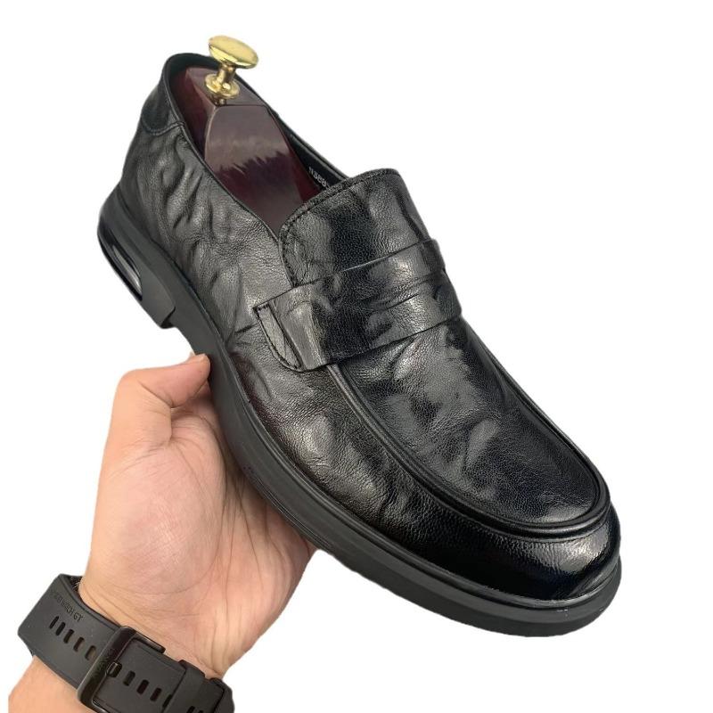 High-end Men's Shoes Spring New Cowhide Thick-soled Formal Business Shoes Non-slip One-pedal Casual Leather Shoes Men