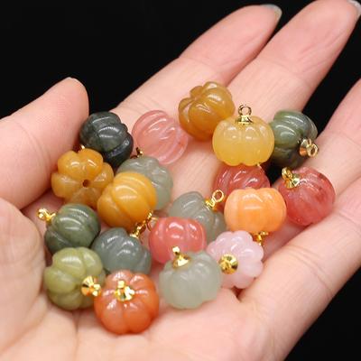 5 st/parti 13x13 mm Natursten Röd Agat Rosenkvarts Hänge Berlocker Mini Pumpa Berlocker för Smyckestillverkning DIY Halsband Örhängen