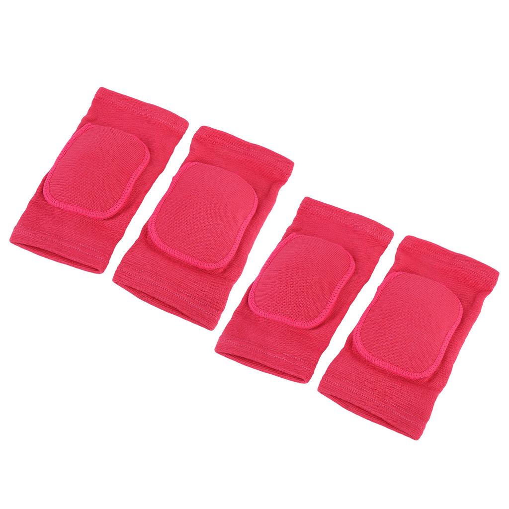 2 Pairs Knee Sleeves High Elastic Breathable Knee Protector Pads for Ice Hockey Skating Running Rose