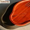 300ML Black Pottery Bamboo Colver Tea Tray Japanese Water Storage Dry Brewing Table Samll Tea Board Kung Fu Teaset Accessories