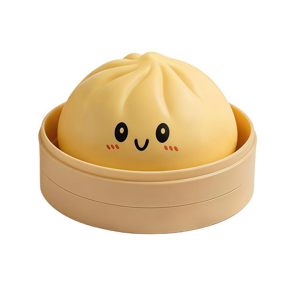 2026 New Cute Baozi Squishy Toy Stress Relief Steamed Bun Squeeze Toy with Bamboo Steamer Box Slow Rebound Desk Decor Gift