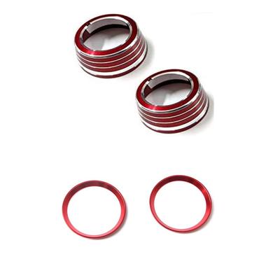 Nissan Kicks Exclusive Air Conditioner Dial Ring Interior 3M Tape Unimbi Covers, 4-Piece Set, Red/Blue, High-Quality Aluminum, Dress-Up (Red),