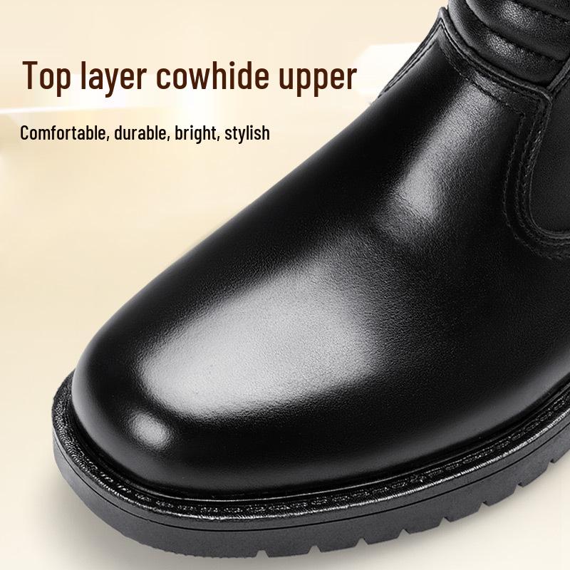 Men's Genuine Leather Equestrian Riding Boots with Zipper - Over-the-Knee Spring & Autumn Style
