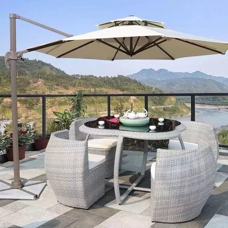 Outdoor Rattan Three-Piece Set: Balcony Chair and Terrace Tea Table