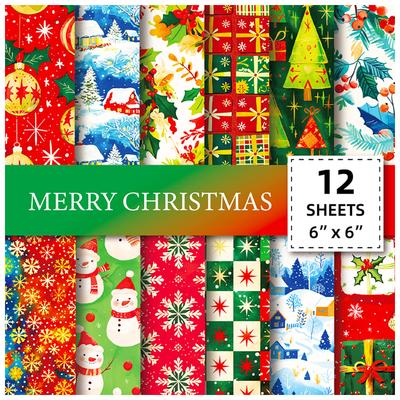 Diy Journaling Material Gift Wrap Vintage Christmas Pattern Papers 6 Inches Material Paper Card Handbook 6 Inches For Craft