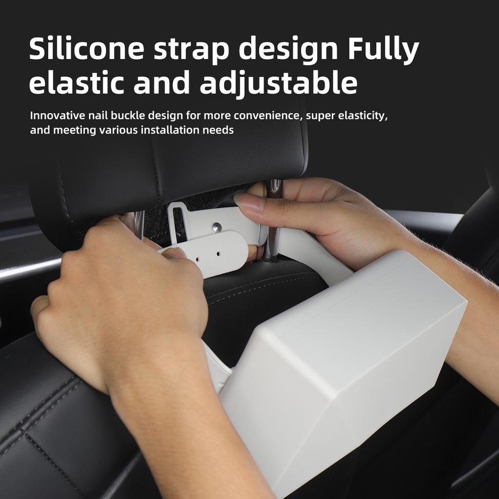 Car Tissue Box For Tesla Model Y 3 X S Seat Back Hanging Silicone Tissue Holder Box With Fix Strap Auto Interior Accessories kdf3