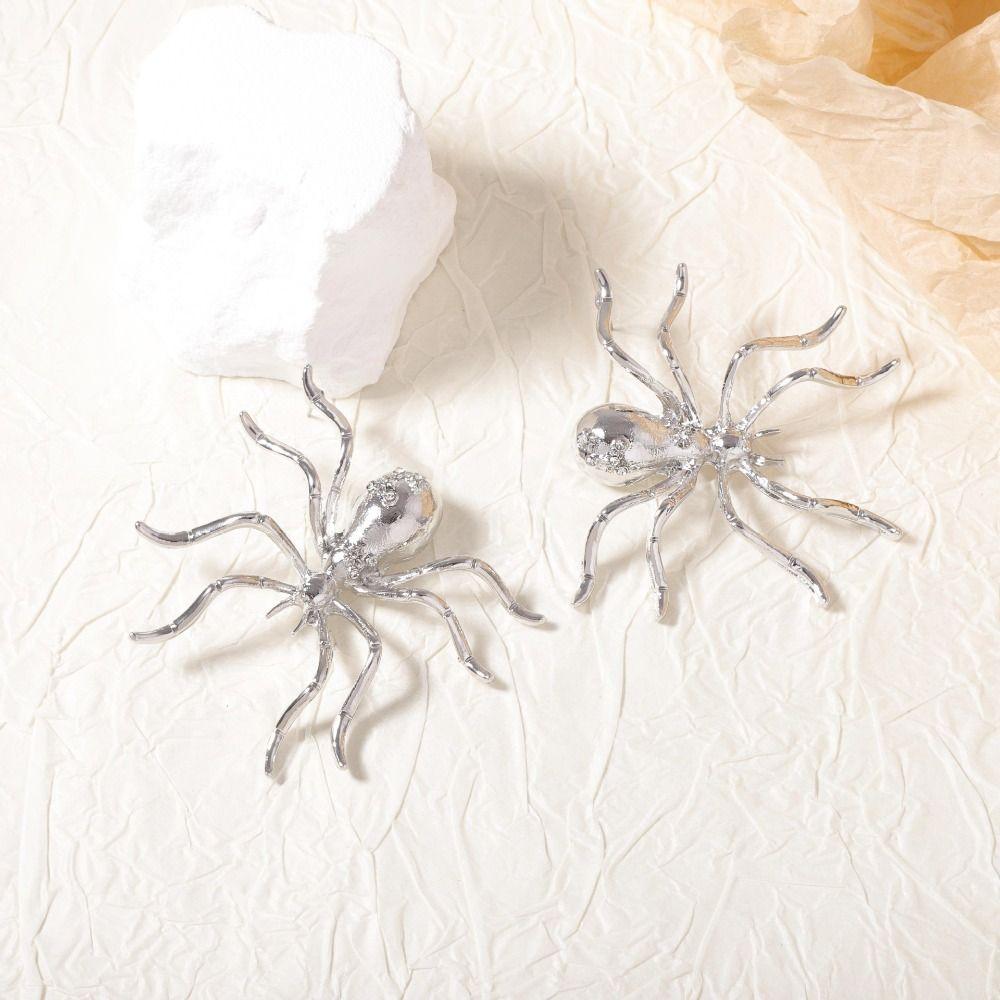 Opening Ring Exaggerated Spider Jewelry Set Brooch Insect Ear Studs Vintage Spider Necklace  Girls