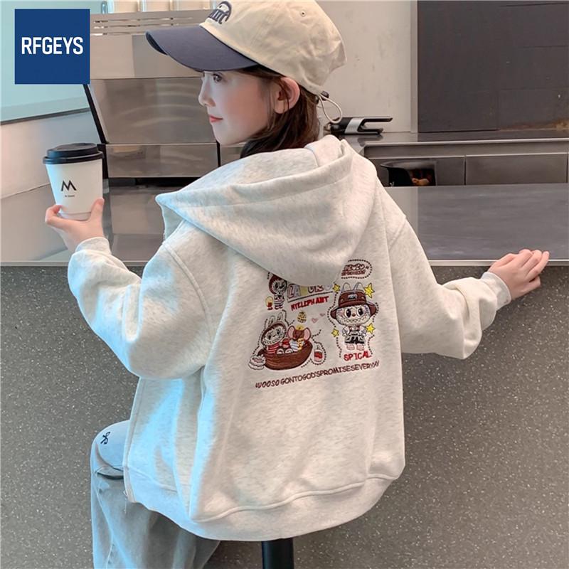Girls' 2025 Autumn Hooded Zip-Up Cardigan - Korean Style Casual Sweatshirt for Middle & Big Kids