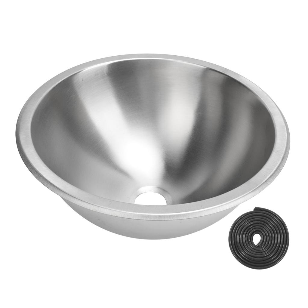 Camper Round Sink RV Kitchen Bath Sink 304 Stainless Steel Large Capacity 12 Inch 40mm Sewer Outlet for Boat  RV Camper