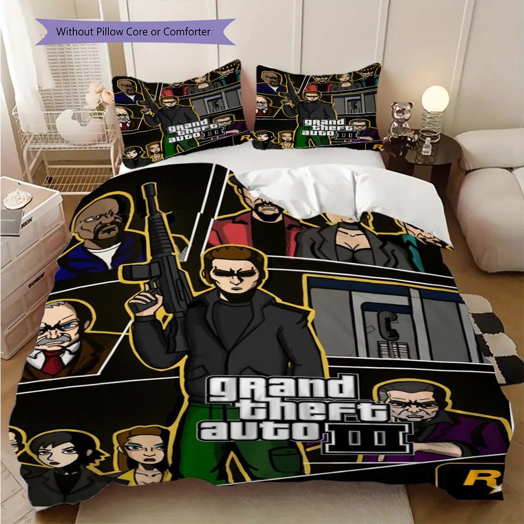Urban Chaos Crime Bedding (1 * Duvet Cover + 2 * Pillowcase, Without Core) 2D Flat Bedding Set Duvet Cover and Pillowcase Soft and Comfortable