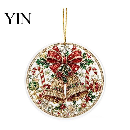 Office Holiday Decorations Christmas Acrylic Hanging Ornament, 2D Flat Double Side Printed Home Decor Santa Snowman Pendant for Tree Window, Festive