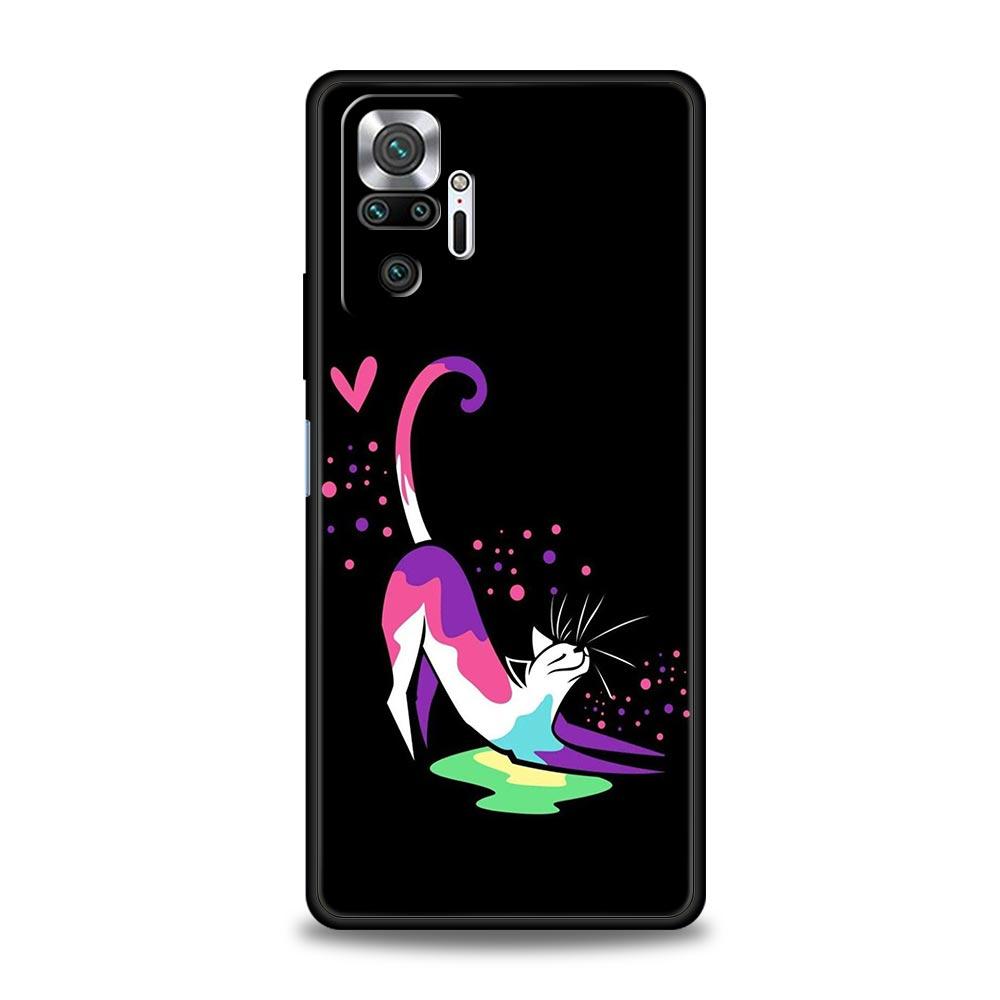 Colorful Cat Design Phone Case Cover for Redmi 14C 10C Note 15 14 13 12 10 11 K40 Pro Plus 5G Soft TPU Shockproof Shell Fundas
